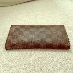 Louis Vuitton Damier brown leather bifold wallet